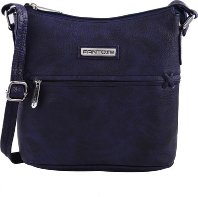 

Fantosy Women Casual Blue Leatherette Sling Bag