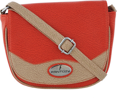 

Fantosy Women Casual Orange PU Sling Bag