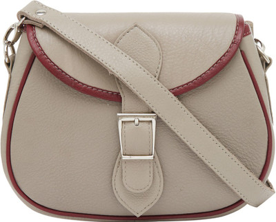 

Leather World Girls Casual Beige Genuine Leather Sling Bag