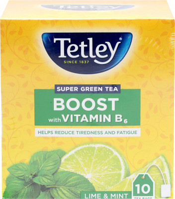 

Tetley Boost with Vitamin B6 Mint, Lime Green Tea Bags(10 Bags, Box)