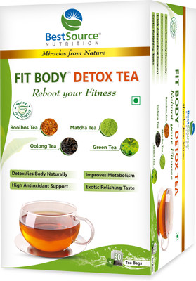 

BestSource Nutrition Fit Body Detox Tea, Blend of exotic herbal teas & extracts for detox, fitness & slimming-30 Tea Bags Unflavoured Rooibos Tea Bags Box(2 g)