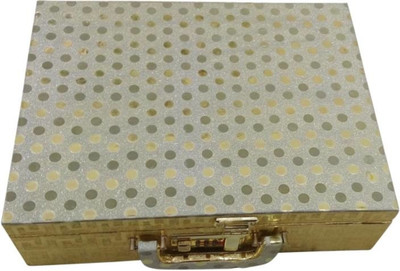 

DP_CRAFT Stylish Doted 3 Rods Multi - Color Bangles Box , Vanity Box With Lock System Size :32*24*9 Cm Banggles Box Vanity Box(Golden)
