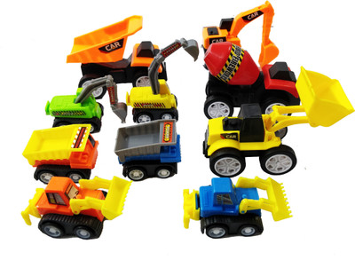 

Emob Mini Set of 10 Engineering Construction Pull Back Vehicles Truck Toys for Kids(Multicolor)
