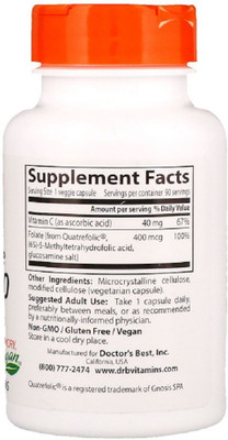 

Doctor's Best Doctor's Best, Fully Active Folate 400 with Quatrefolic,(90 No)