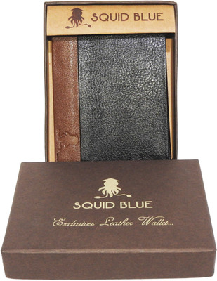 

Squid Blue Men Black Genuine Leather Wallet(5 Card Slots)