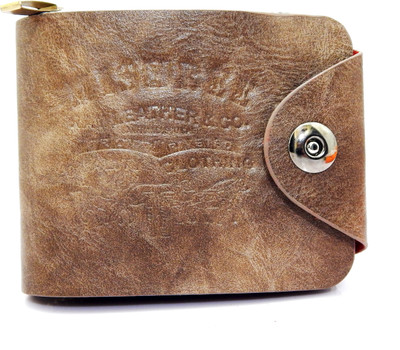 

Teenage Men Khaki Artificial Leather Wallet(9 Card Slots)
