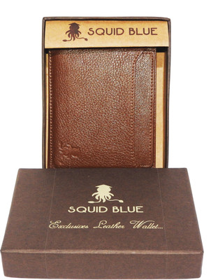 

Squid Blue Men Tan Genuine Leather Wallet(8 Card Slots)
