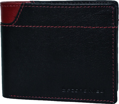 

Second May Men Black Genuine Leather Wallet(7 Card Slots), Red black