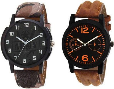 

Montres New Stylish Designer Dial Leather Strap Combo Pack Of 2 MW022 Boys Watch - For Boys