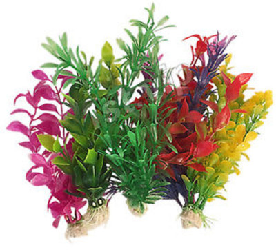 

Foodie Puppies Artificial Plastic Plant 6 in 1 for Decoration - 12 inch Height Laterite Planted Substrate(Multicolor)