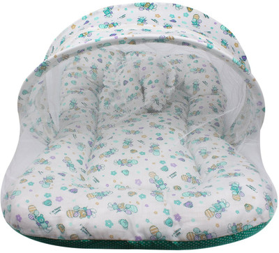 

SATNAM GLOBAL Baby Mattress Satnam Global™ Newborn Baby Sleeping Matrress Trusted Brand High Quality Baby Comfort Includes 1 Rectangular Pillow Color Green & White Size 70cm 40cm Teddy(Fabric, White)