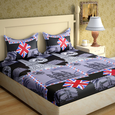IWS 144 TC Microfiber Double 3D Printed Bedsheet (Pack of 1, Multicolor)