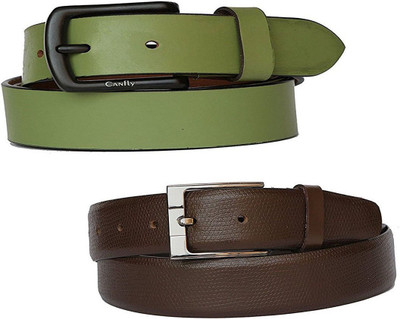 

Canfly Men Formal Multicolor Genuine Leather Belt, Green