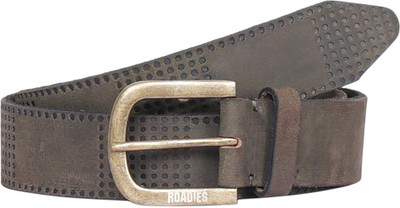 

Roadies Men Casual Green Genuine Leather Belt, Olive