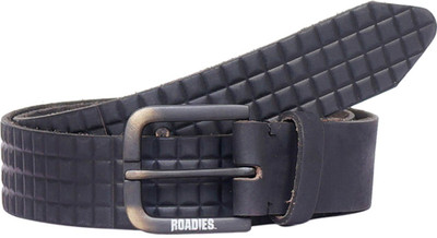 

Roadies Men Casual Black Genuine Leather Belt