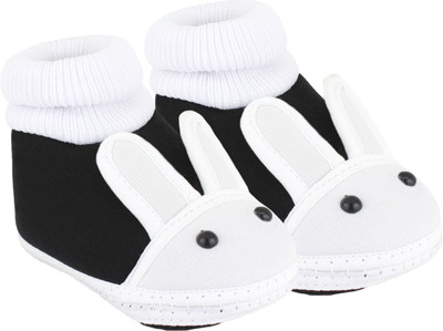 Neska Moda Rabbit 0 To 12 Month Baby Booties(Toe to Heel Length - 11 cm Black)
