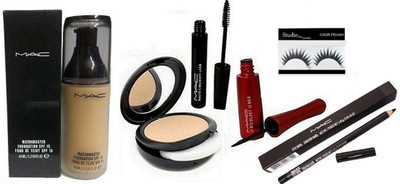 

studio fix combo Eyelashes & Face Powder Compact & Pencil Crayon Khol Kajal & Liquid Last Liner & Mascara & Matchmaster Foundation(Set of 6)