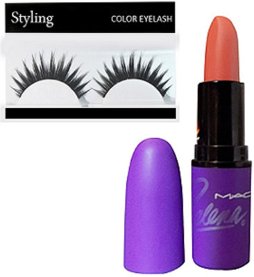 

styling Eyelashes & Selena matte Finish sheer Lipstick(Set of 2)
