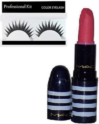 

Professional kit Of Eyelashes With Matte Finish Longlasting Lipstick(Set of 2)