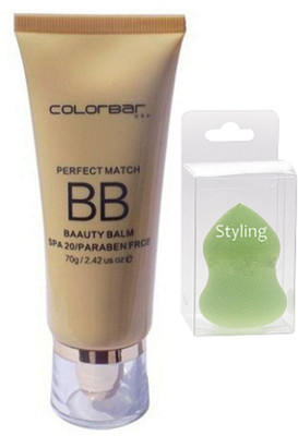 

styling Sponge Puff & colorbar Perfect Match BB Beauty Balm Foundation(Set of 2)