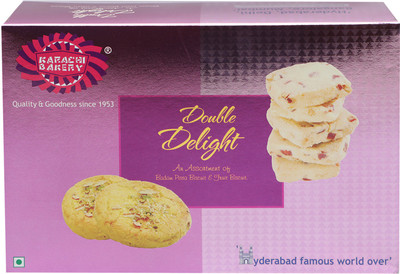 KARACHI BAKERY Double Delight Badam Pista and Fruit Biscuit Assorted Biscuit(400 g)