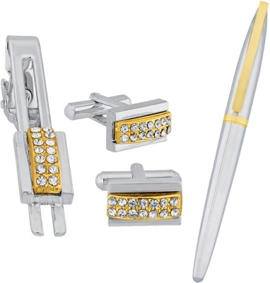 Sri Jagdamba Pearls Alloy Cufflink & Tie Pin Set(Multicolor)