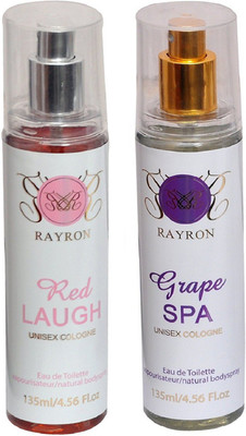 

Rayron Red Laugh 135 Ml Luxury Fragrance Aroma And Grape SPA 135 ml Eau De Toilette Body Mists Body Mist - For Men & Women(135 ml, Pack of 2)