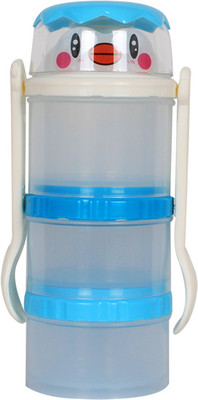 

Ole Baby Penguin 4 Chamber Formula Milk Powder Dispenser & Snacks Portable and Convenient BPA Free With Fork and Spoon Blue - Food Grade Plastic(Blue)