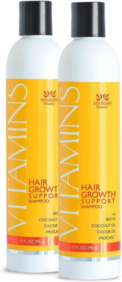 

Nourish Beaute SAVE ON 2 PACK of Vitamins Hair Growth Shampoo- Guaranteed Treatment for Thinning Hair- 47% Less Hair Loss and 121% Regrowth in Clinical Trials(296 ml)