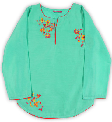 biba-girls-embroidered-straight-kurtablue