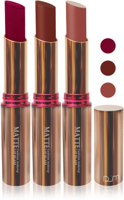 

Femina09 velvet matte lady blam Enriched with Vitamin E lipstick women fashion color cosmetics makeup combo set of 3 color(brown d brown maroon, 15 g)