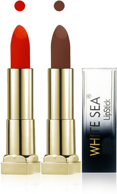 

White sea cosmetics makeup lady velvet matte lipstick set of 2 lip stick(brown orange, 10 g)