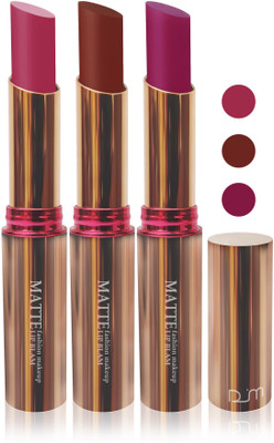 

Femina09 velvet matte lady blam Enriched with Vitamin E lipstick women fashion color cosmetics makeup combo set of 3 color(d brown purple magenta, 15 g)