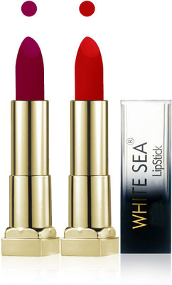 

White sea cosmetics makeup lady velvet matte lipstick set of 2 lip stick(red purple, 10 g)