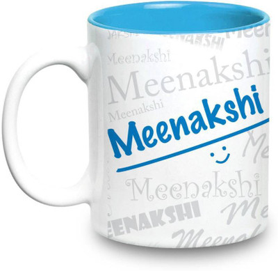 

LOF Meenakshi Name Gift Ceramic Inside Blue Gifts For Birthday Ceramic Mug(325 ml)