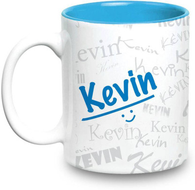

LOF Kevin Name Gift Ceramic Inside Blue Gifts For Birthday Ceramic Mug(325 ml)