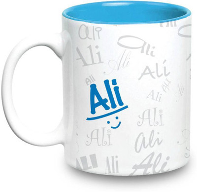 

LOF Ali Name Gift Ceramic Inside Blue Gifts For Birthday Ceramic Mug(325 ml)