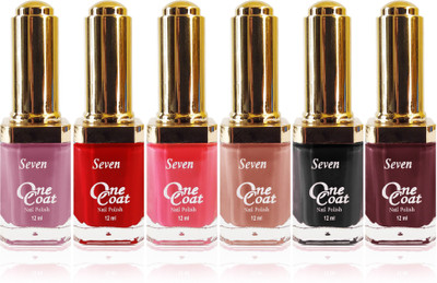 

seven one coat velvet matte nail polish exclusive color range set of 6 l brown pink red brown l purple black