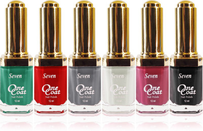 

seven one coat velvet matte nail polish exclusive color range set of 6 white purple black grey green red
