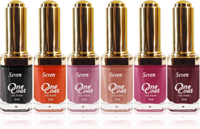 

seven one coat velvet matte nail polish exclusive color range set of 6 l brown d pink orange brown l purple black