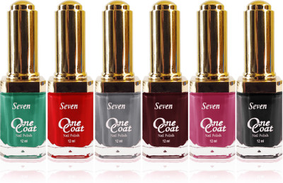 

seven one coat velvet matte nail polish exclusive color range set of 6 black grey green maroon red d pink