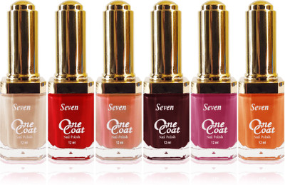 

seven one coat velvet matte nail polish exclusive color range set of 6 maroon red pink peach yellow orange skin brown