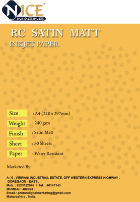 

NICE RC SATIN MATT unrule A4 Inkjet Paper(Set of 1, White)