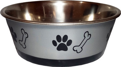 

Petshop7 Round Stainless Steel, Polyresin Pet Bowl(500 ml Silver)