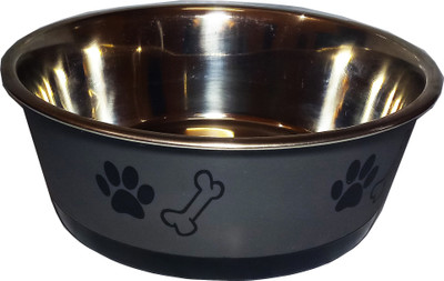 

Petshop7 Round Stainless Steel, Polyresin Pet Bowl(500 ml Grey)