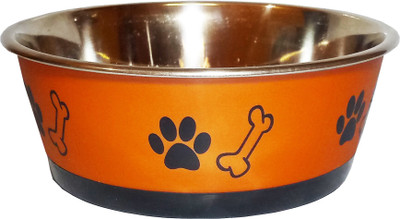 

Petshop7 Round Stainless Steel, Polyresin Pet Bowl(500 ml Orange)