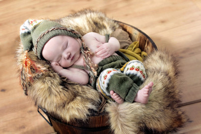 

Child's Love - Sleeping in a Fur Bucket Paper Print(12 inch X 18 inch, Stretched)