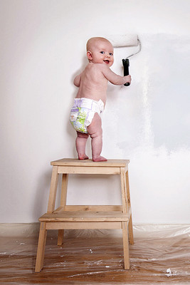 

Child's Love - Cute Baby Painting Wall Paper Print(18 inch X 12 inch, Stretched)