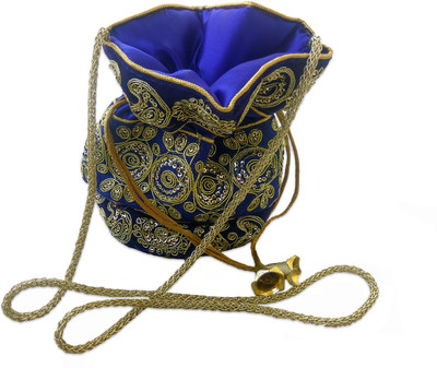 

PROGALLERY HANDMADE POUCH POTLI FOR ALL OCCASIONS Potli(Blue)
