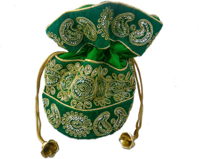 

PROGALLERY HANDMADE POUCH POTLI FOR ALL OCCASIONS Potli(Green)